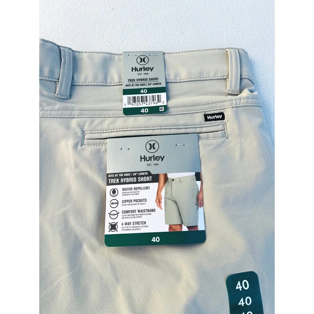 Hurley Trek Hybrid Shorts Mens 40 Light Khaki Tan 20 Inch 4-Way Stretch New